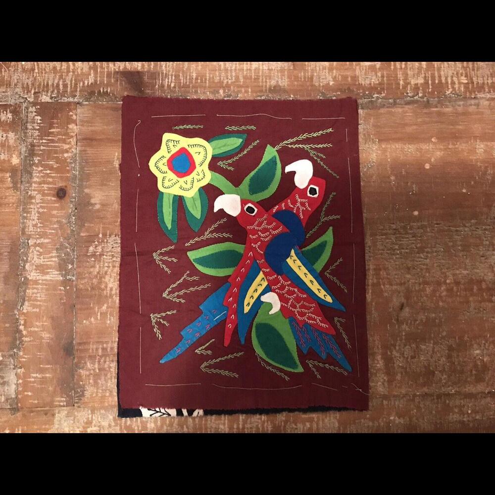 Kuna Folk Art Mola San Blas Islands Vintage Parrots Textile Art